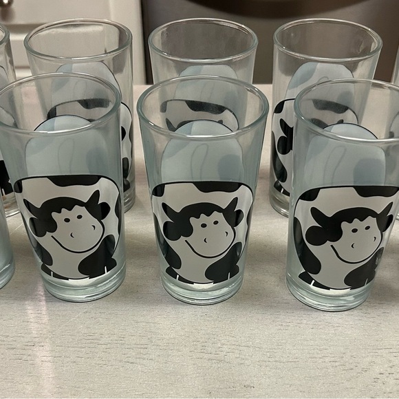FIRNA COW BLACK AND WHITE ROTUND DRINKING GLASSES TUMBLERS LOT OF 10 - Picture 2 of 16